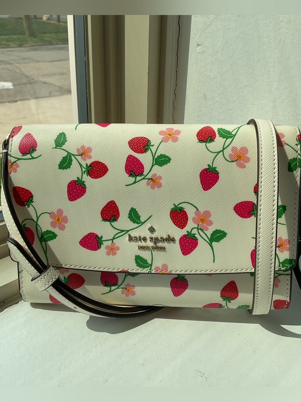 kate spade Cream Crossbody with Strawberry Print